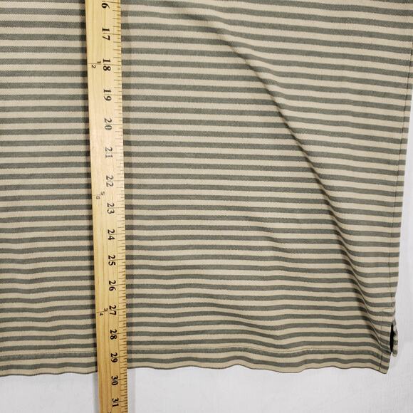 IZOD Polo Mens XXL Green Beige Striped Double Mercerized Short Sleeve Shirt - Picture 9 of 10